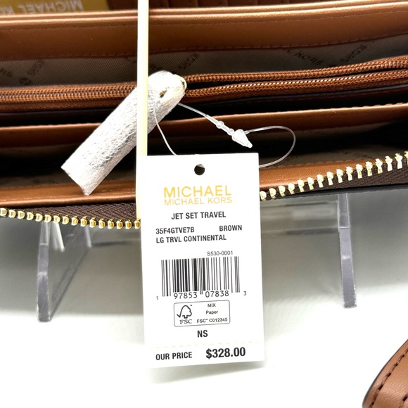 Michael Kors Large Continental Wallet Wristlet Brown Multi - Picture 9 of 9